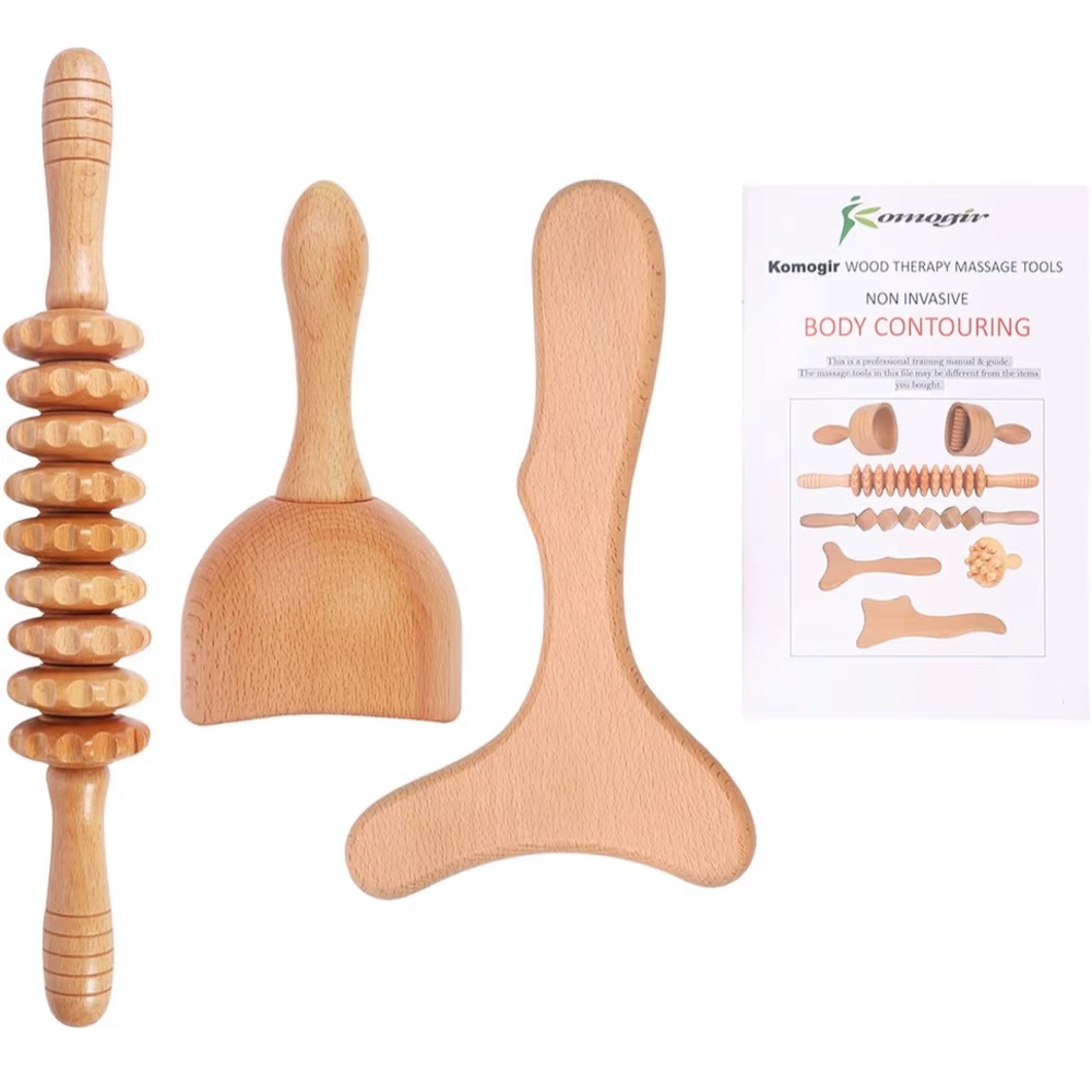 3 Piece Set Wood Therapy Massage Lymphatic Drainage Body Sculpting & Contouring